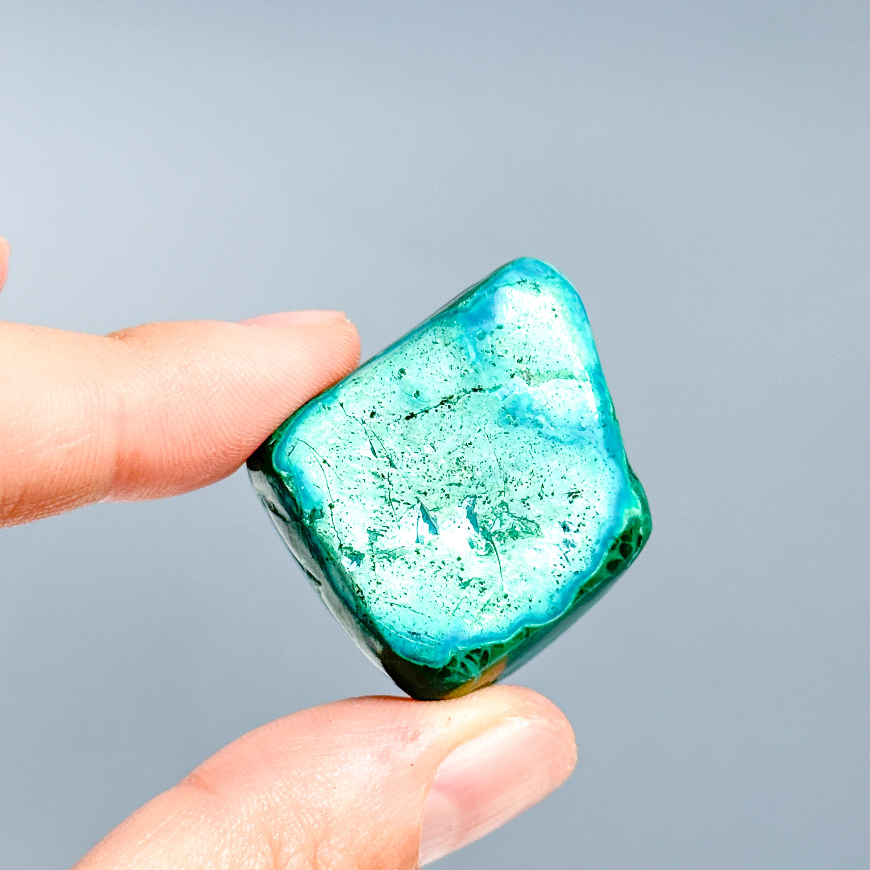 マラカイト with クリソコラ（マラコラ） タンブル44◇ Malachite with