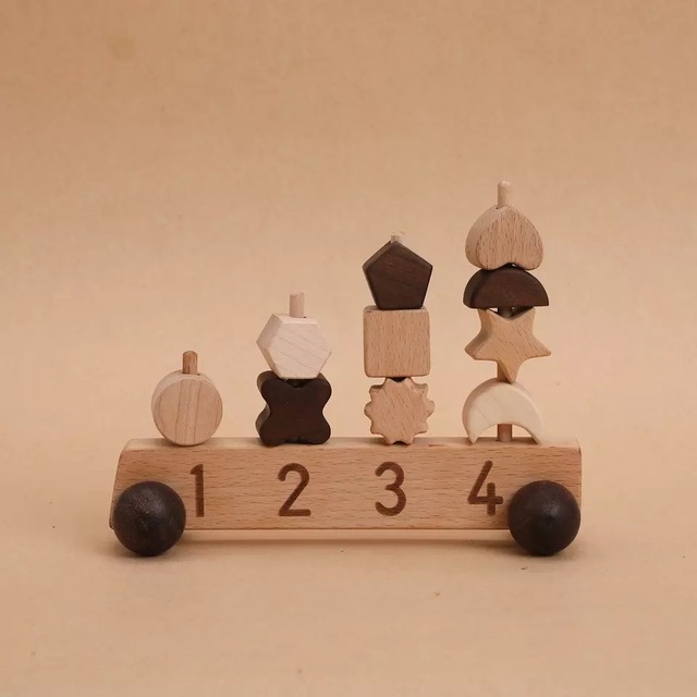 【受注/送料無料】wooden block number car 木製ブロックナンバーカー