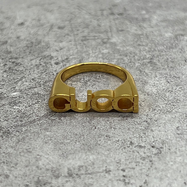 【16号】グッチ GUCCI ロゴ リング Mサイズ ゴールドカラー