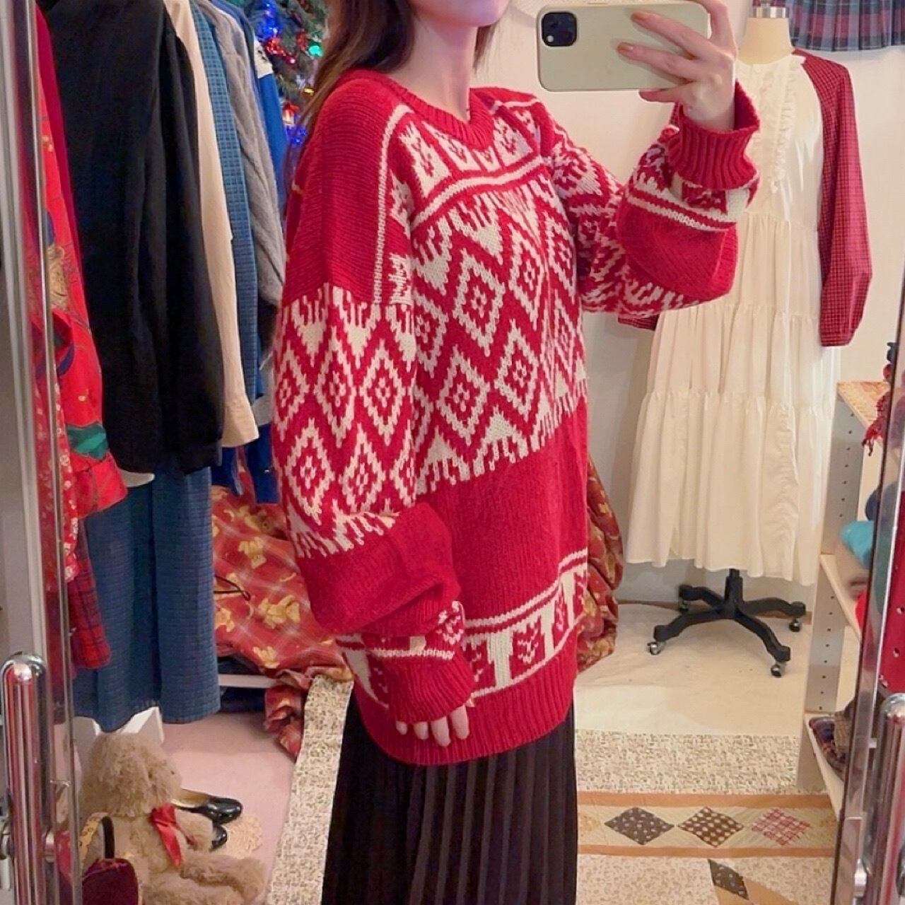 red × white nordic big sweater