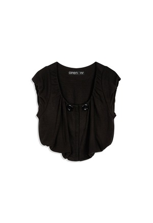 [OPEN YY] SHIRRED JERSEY VEST, BLACK 正規品 韓国ブランド 韓国通販 韓国代行 韓国ファッション オープン ワイワイ 日本 店舗