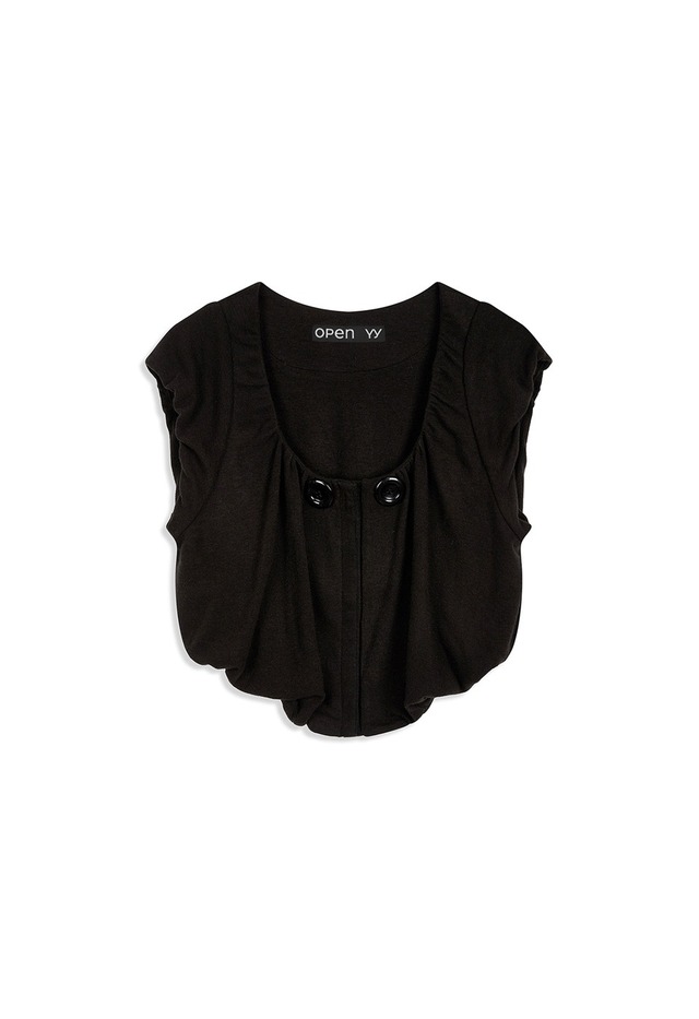 [OPEN YY] SHIRRED JERSEY VEST, BLACK 正規品 韓国ブランド 韓国通販 韓国代行 韓国ファッション オープン ワイワイ 日本 店舗