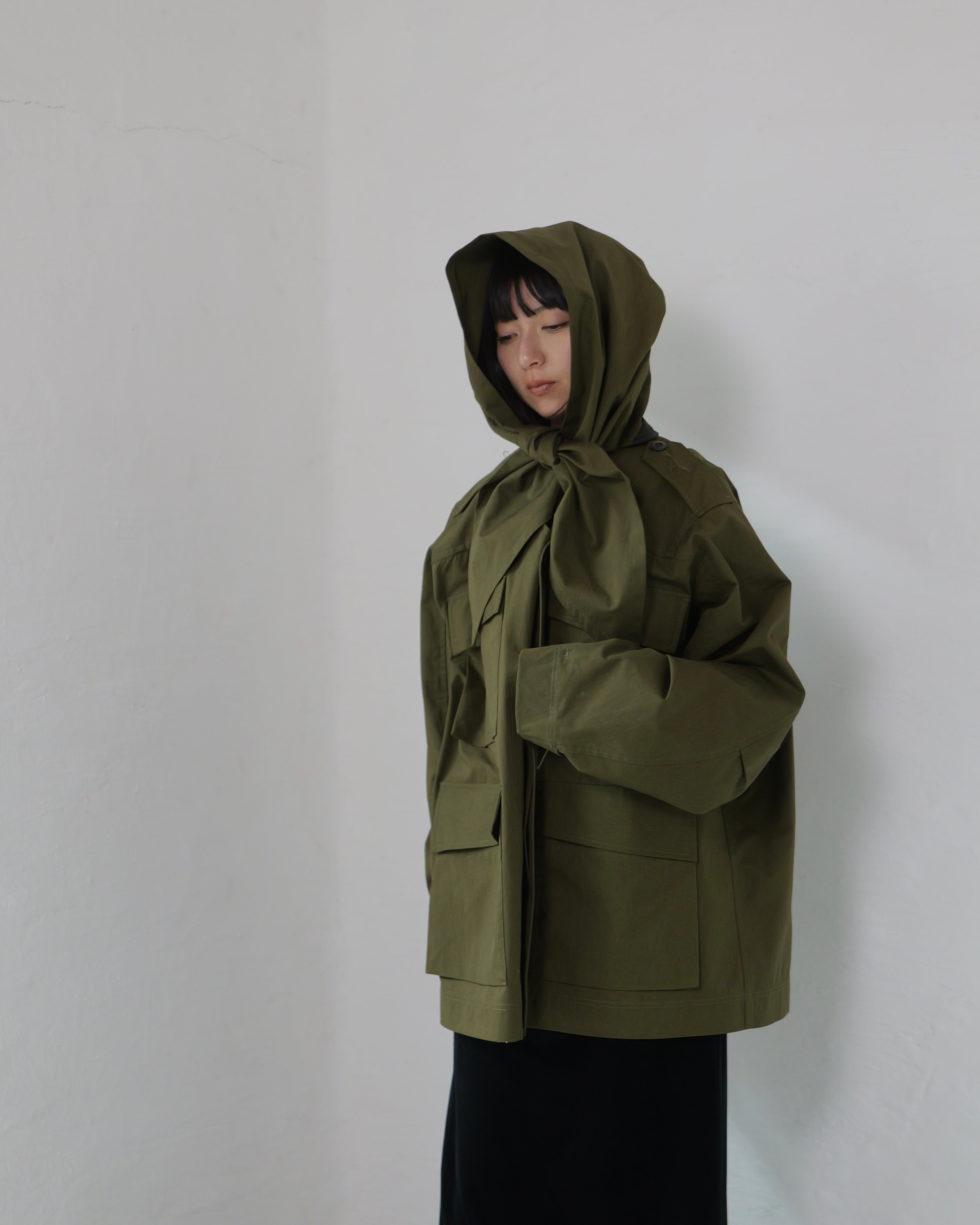 i'm here - Haoli Military Jacket ：Khaki｜フードストールドッキング