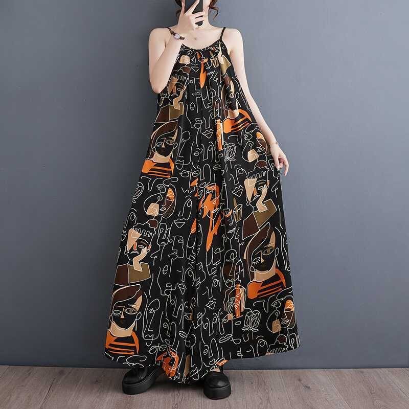 ART PRINT LOOSE CHIFFON WIDE LEG JUMPSUIT M-17233