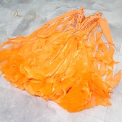 社交ダンス 衣装 スタンダードドレス ワンピース ドレス フロート デモ 競技 ダンス パーティ 発表会 フリル レース オレンジ系 鮮やか フロア映え ふんわり スカート 3枚重ね Mサイズ レディース 競技用 ダンス衣装 発表会用ドレス デモ用ドレス 目立つ おしゃれ ダンスパーティー