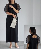 【ladies】 organdy  sleeve ops〔オーガンジースリーブワンピース〕