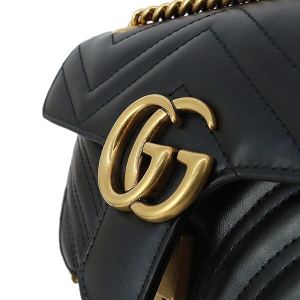 Used GUCCI グッチ ショルダーバッグ GGマーモント スモール ブラック