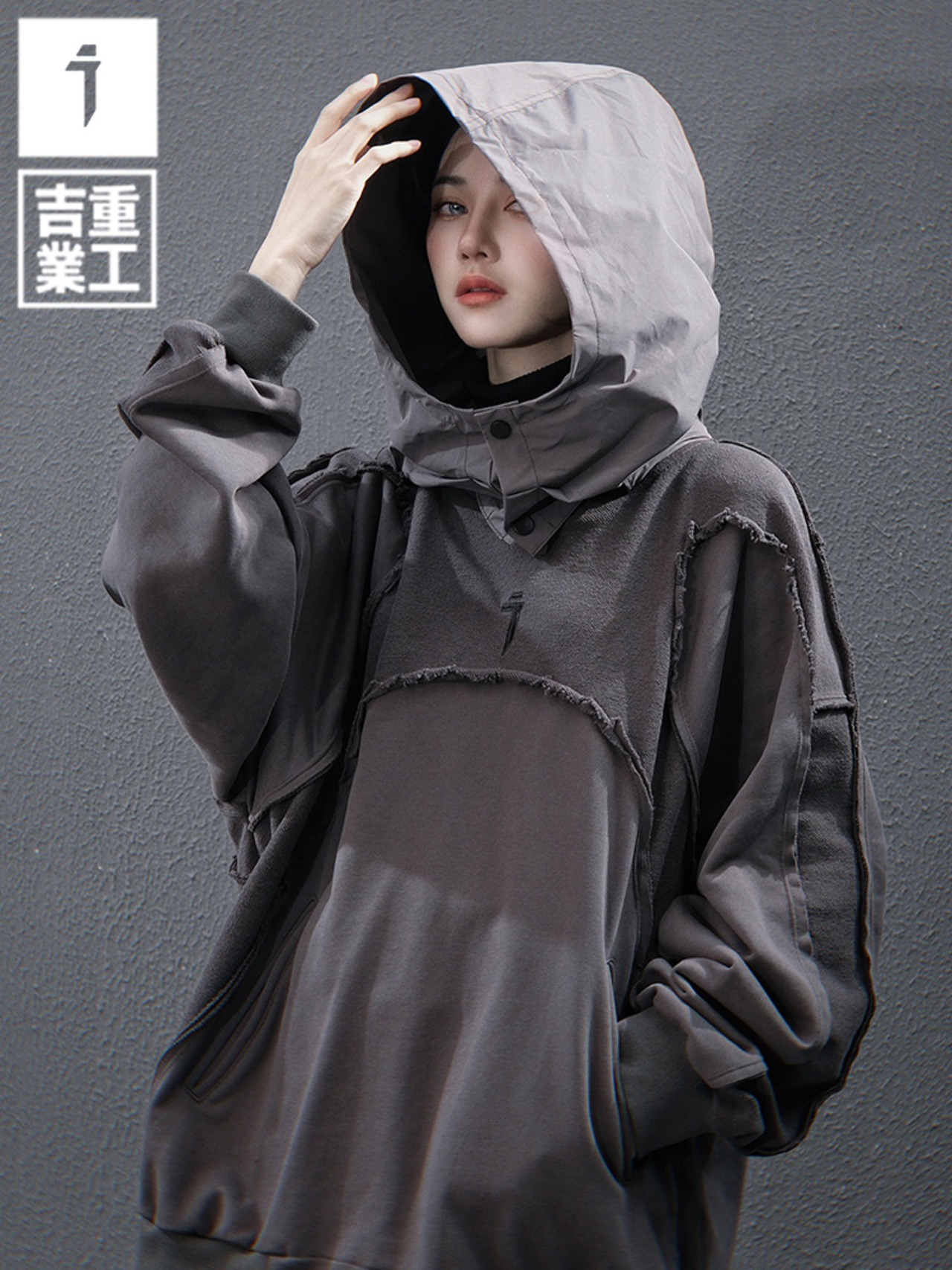 JIYEIND 25SS ウォッシュインサイドアウトステッチ パーカー