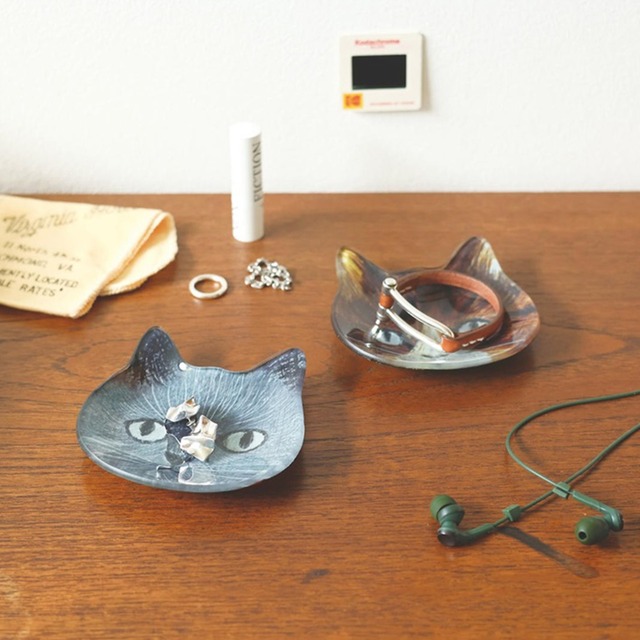 松尾ミユキ キャットフェイス ガラスプレート 猫柄 食器 小皿 猫好き ギフト