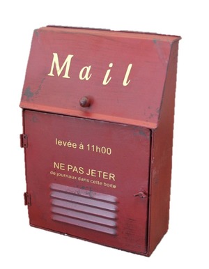 【特価処分】アイアン　Mail ポスト　アンティーク風 (レッド) ２色 郵便受け 新聞受け かっこいい サビや歪み 壁掛け メールボックス 新築祝 引越祝 ギフト プレセント　かっこいい　おしゃれ