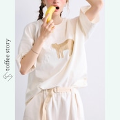 【2color】ナチュラルな魅力♡鳥と猫のワッペン刺繍クルーネックTシャツ 《P0213》