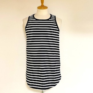 Long Length Tank Top(round model)　Black / White