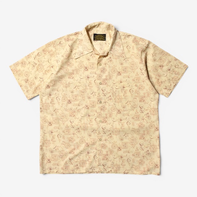 70s SEARS（シアーズ）総柄 オープンカラー 半袖シャツ ミントコンディション