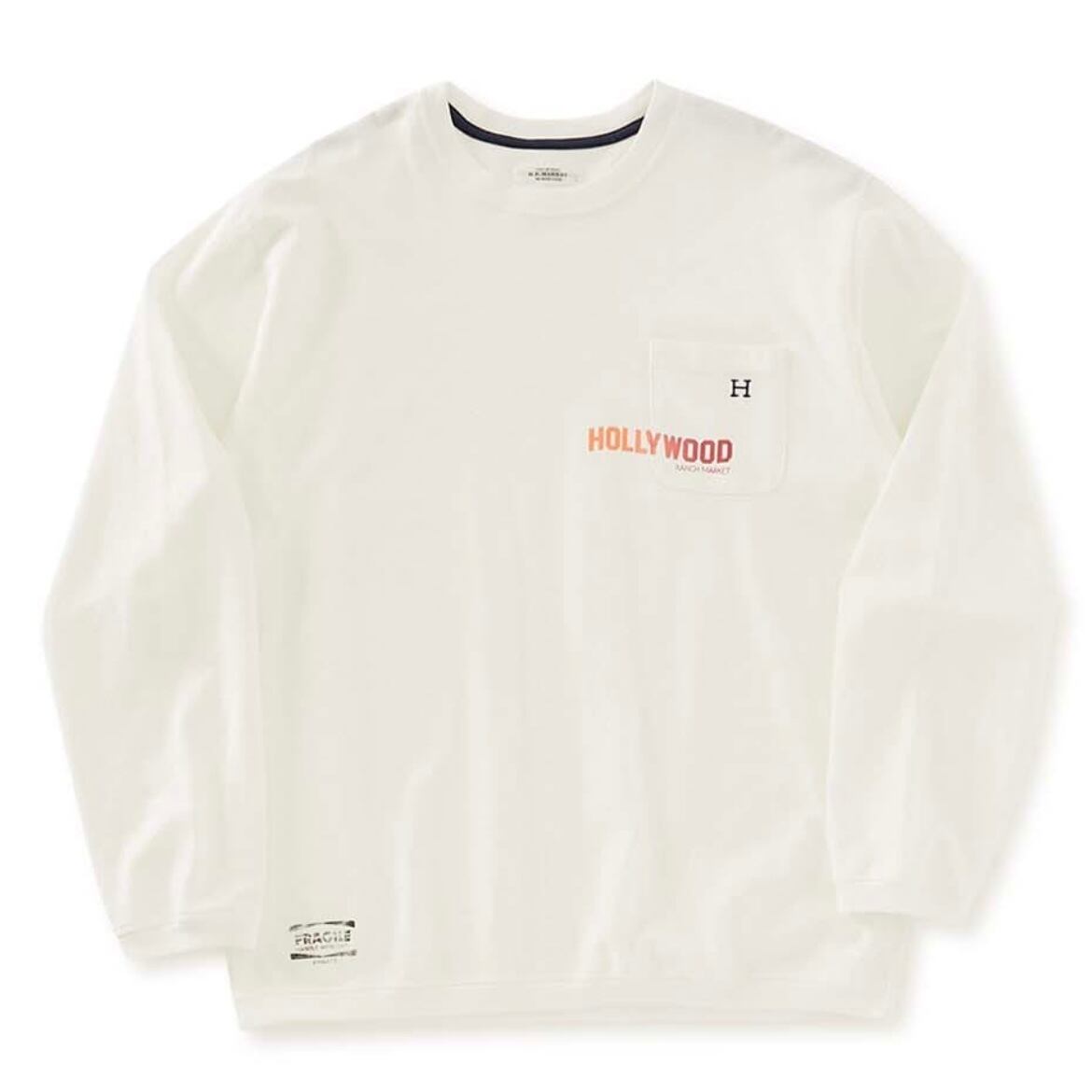 HOLLYWOOD RANCH MARKET/ グラデーションハリウッドプリント ポケットロングスリーブTシャツ