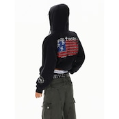 VINTAGE ストリート 国旗プリント ジップパーカー T1884