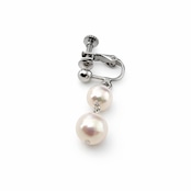 あこや真珠 6mm 揺れるパールイヤリング 真鍮 2粒パール 日本製 上品フォーマル 冠婚葬祭 カジュアル パールアクセサリー