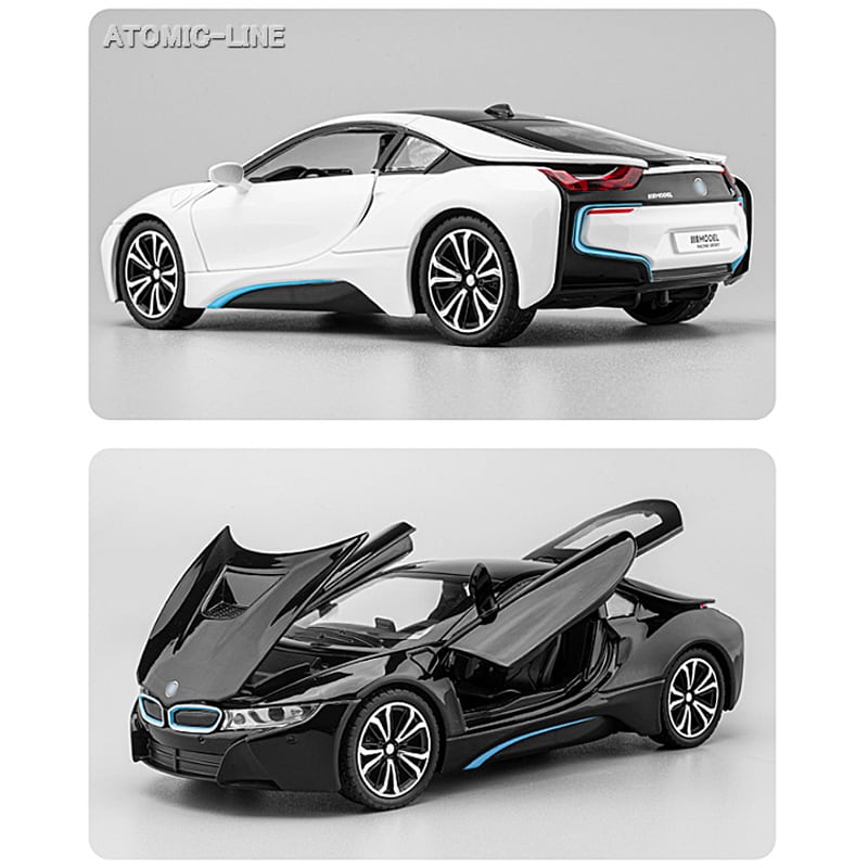 BMW i8 1/24 ミニカー 全2色 ライト点灯 エンジンサウンド 合金モデル