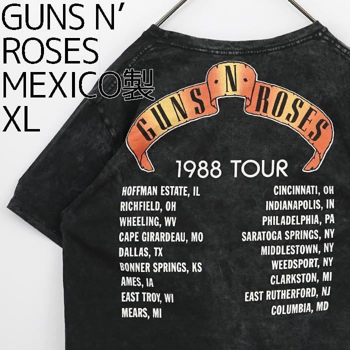 《レア》GUNS N’ ROSES レアツアーTシャツ☆Lブラック黒バンドT