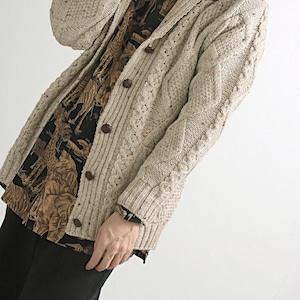 ARAN CRAFTS アランクラフト カラフルネップ ウール ニット ショールカラー カーディガン 古着 used