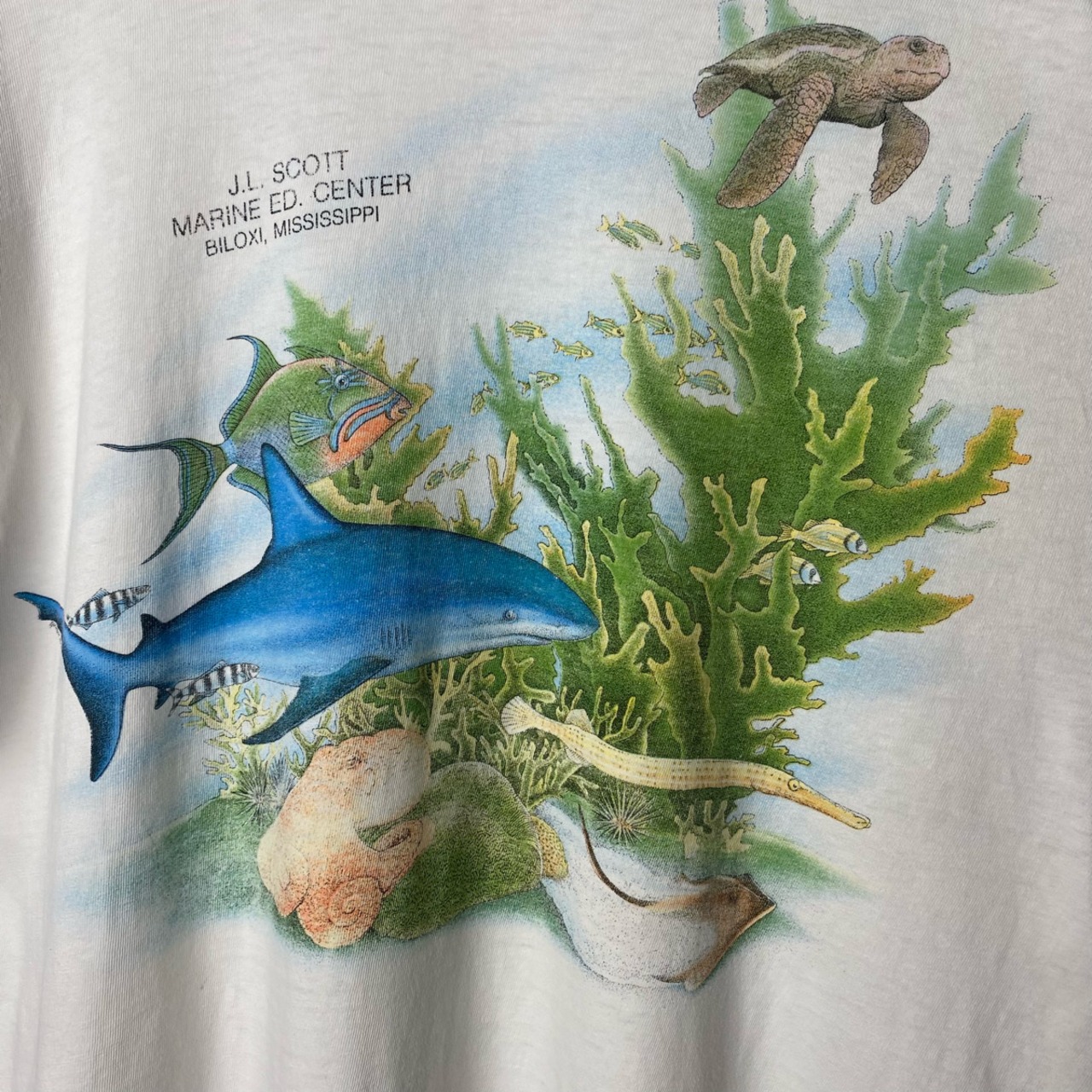 90s 魚 Tシャツ 古着 アート アニマル 動物 白 ホワイト USA製 