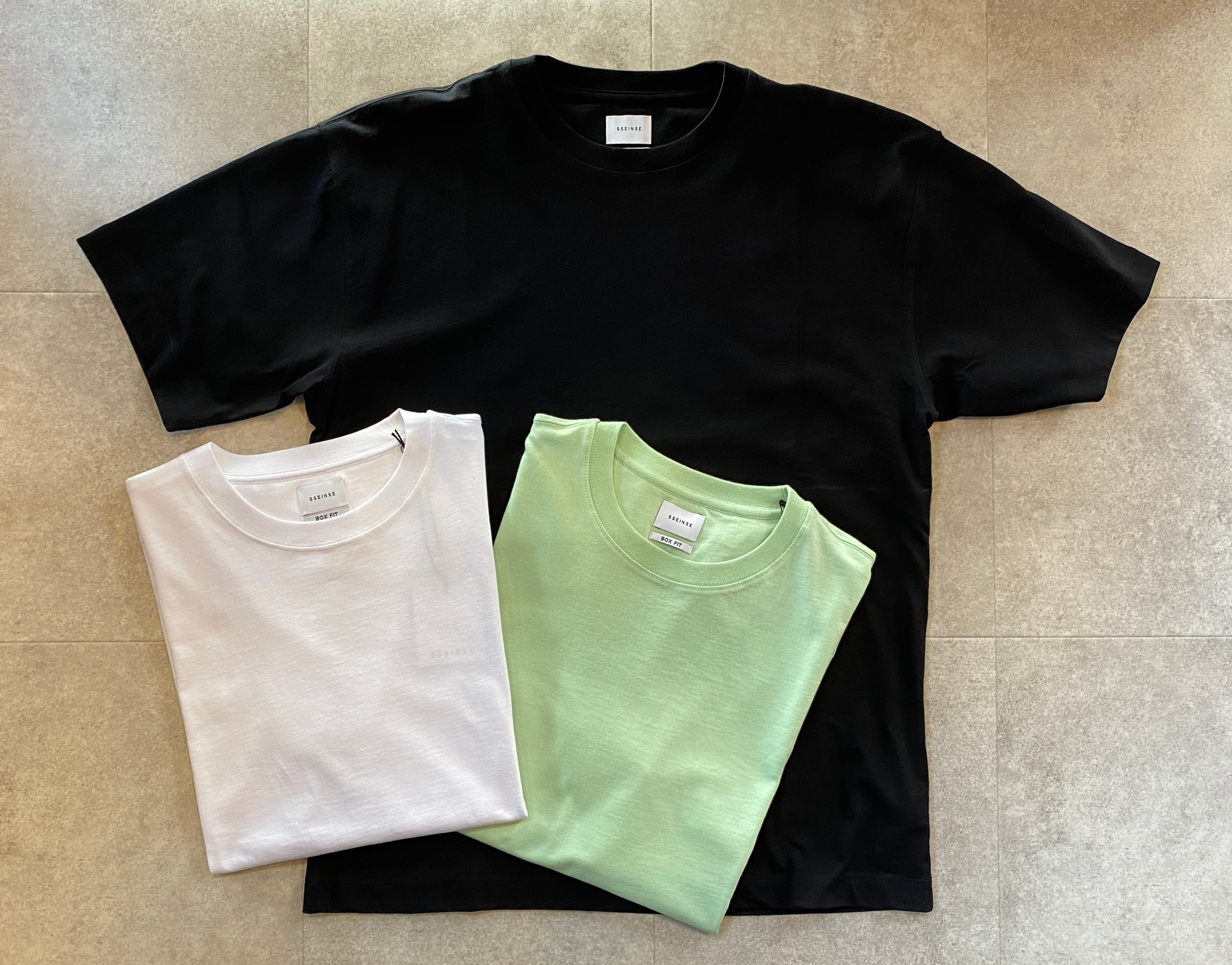 SSEINSE / TE2102SS / 無地UネックTEE / BLACK.WHITE.MINT