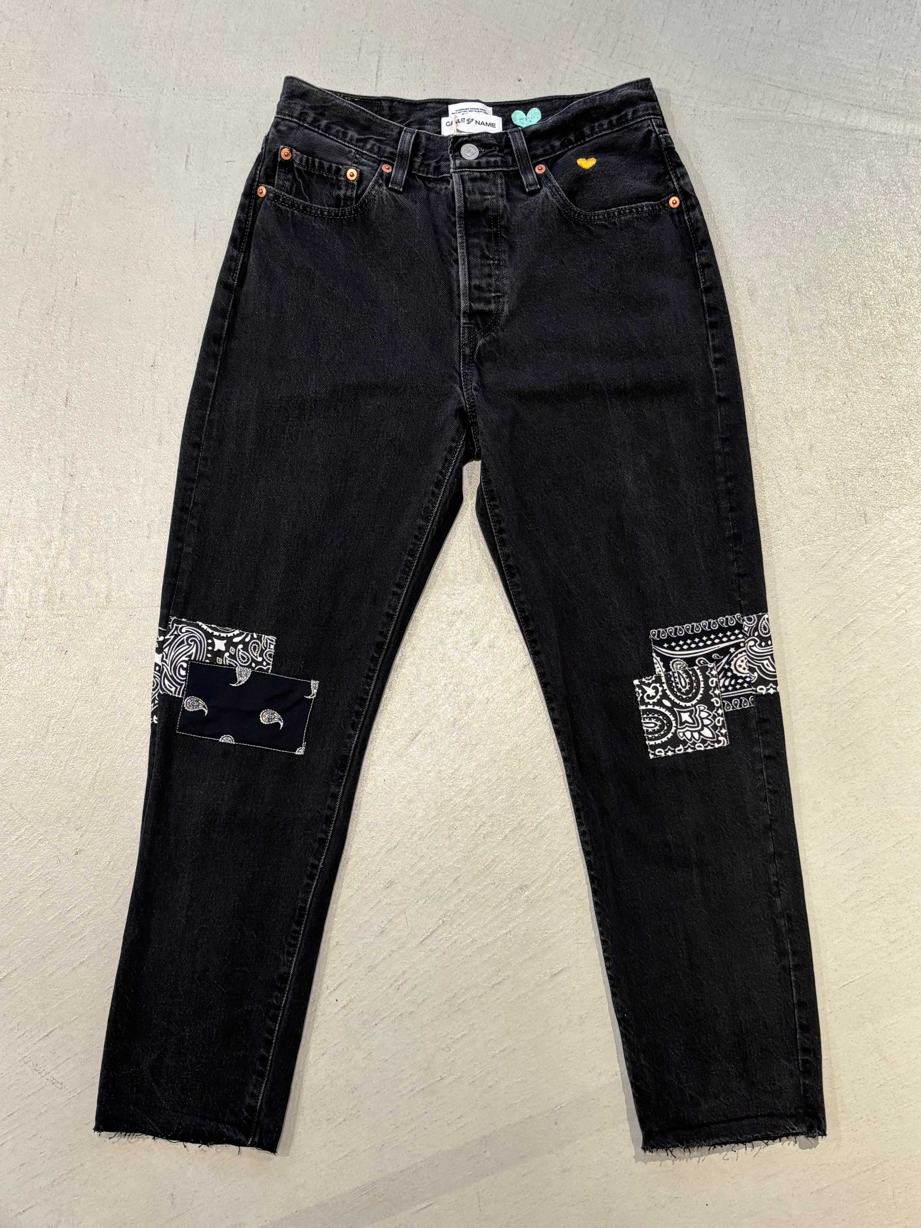 CALL IT BY YOUR NAME BANDANNA REMAKE DENIM【929】 BLACK/w70cm