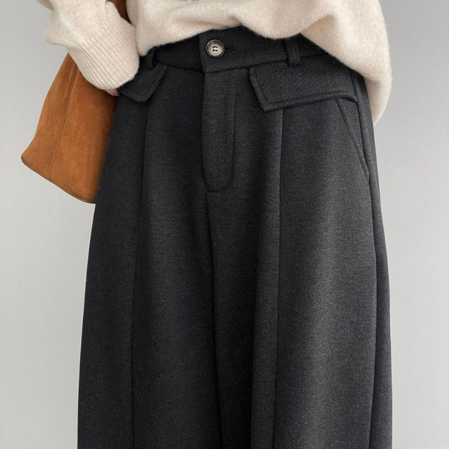 fleece-lined wide casual pants　J00386