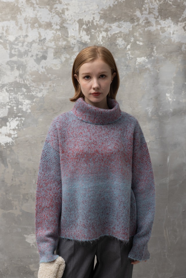 Gradient Mohair Double Face Turtle Knit