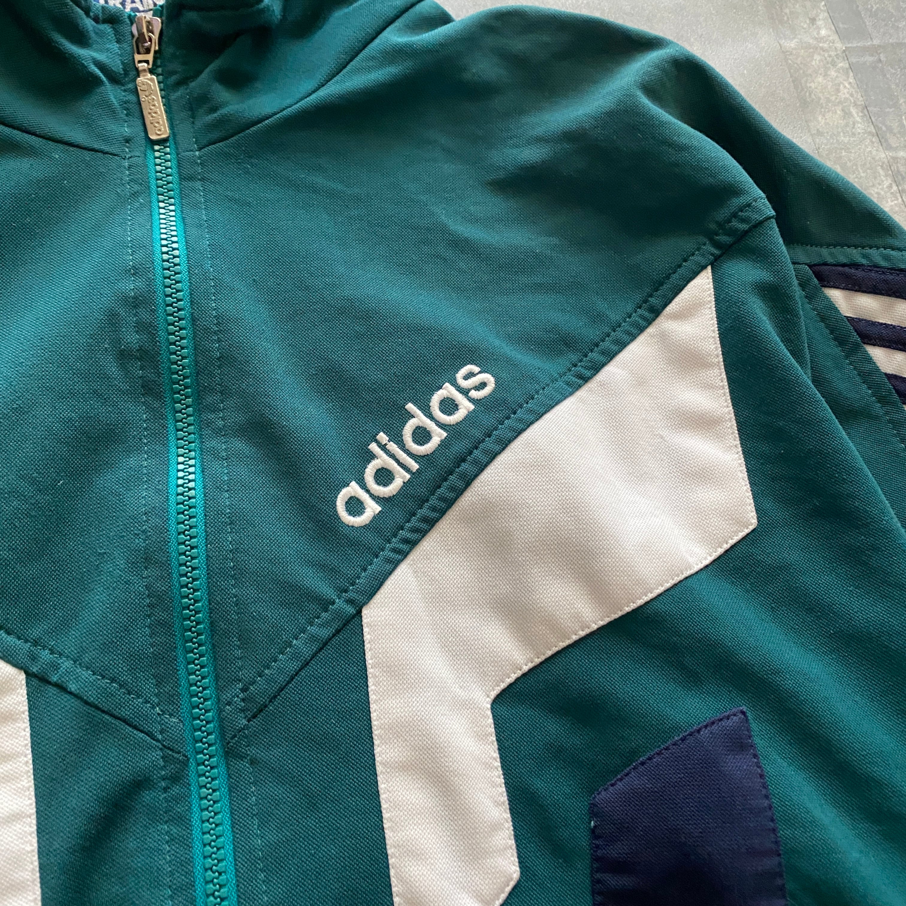 80s adidas バイカラー トラックジャケット グリーン 緑 ジャージ 