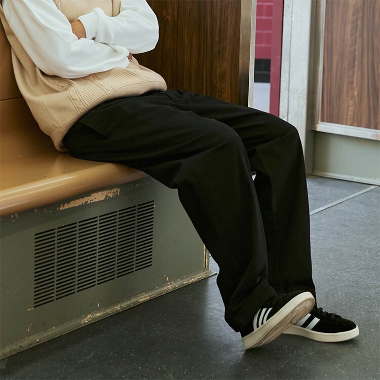 ★WIDE STRAIGHT DOUBLE PLEATED PANTS　　01144