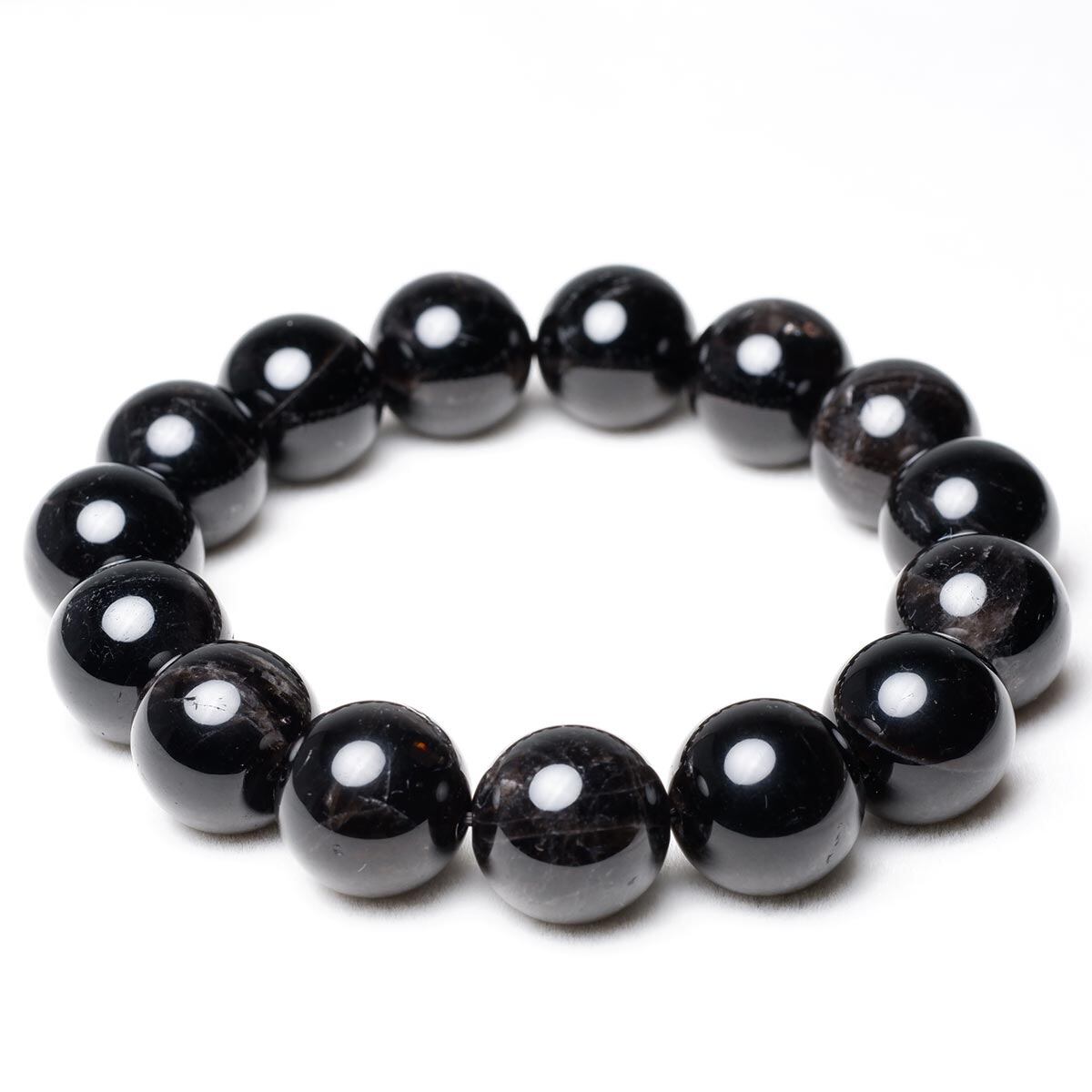 モリオン ブレスレット 14mm 黒水晶 ブレス 一点物 メール便可 [M便 1/10] 111-38909