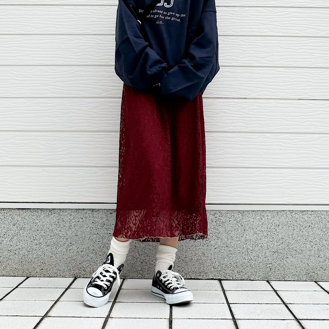 ラインゴムレーススカート