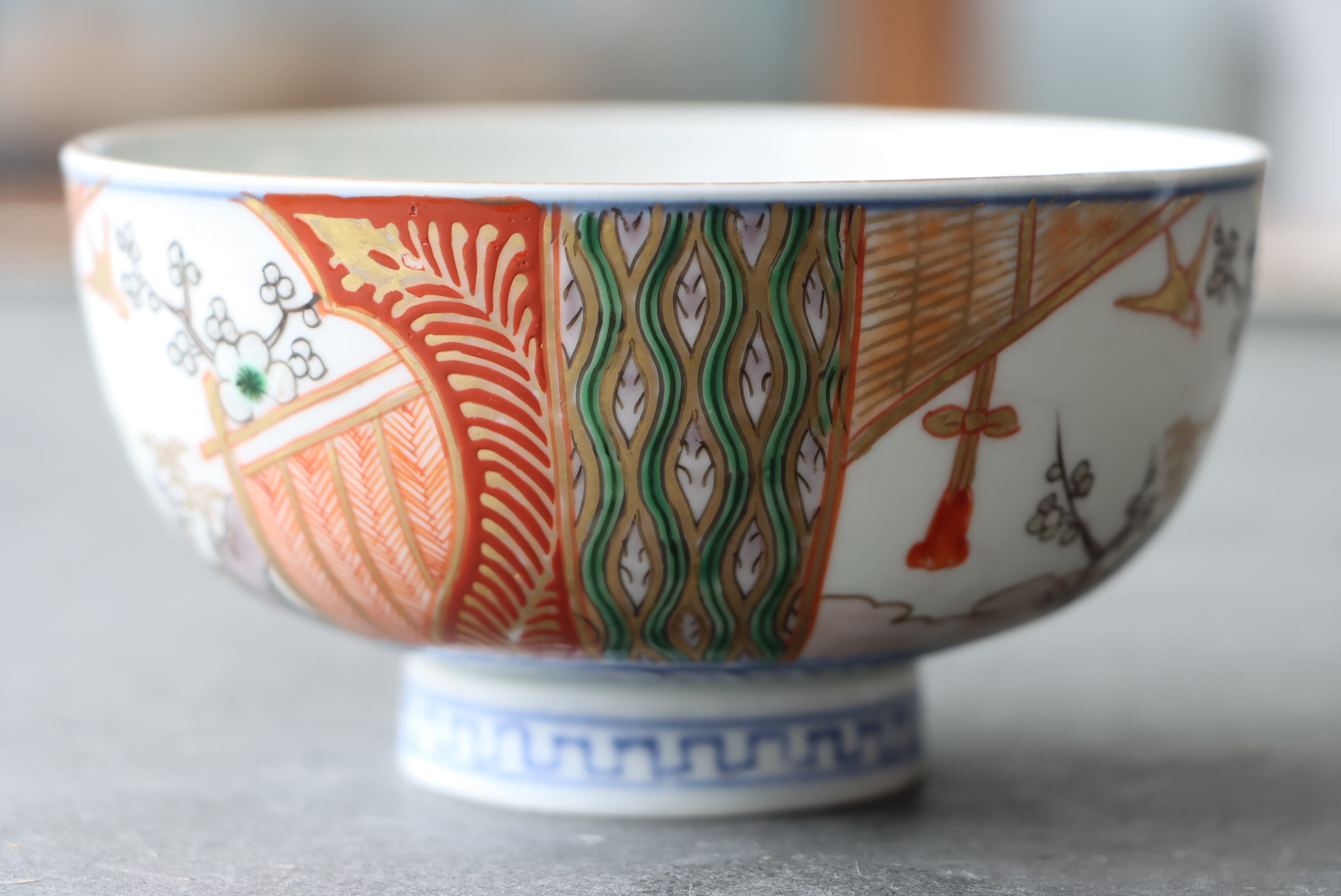 伊万里焼 色絵 花鳥文 蓋茶碗 大 通りもの/Imari covered bowl L | (有