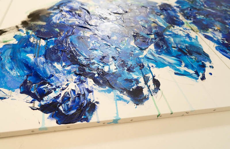 Flowers / 青い花をテーマにした現代アート作品 2連キャンバス 絵画