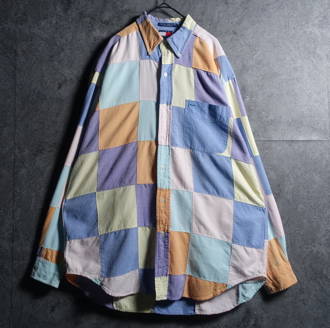 90s “TOMMY HILFIGER” Multicolor Patchwork Design BD Shirt