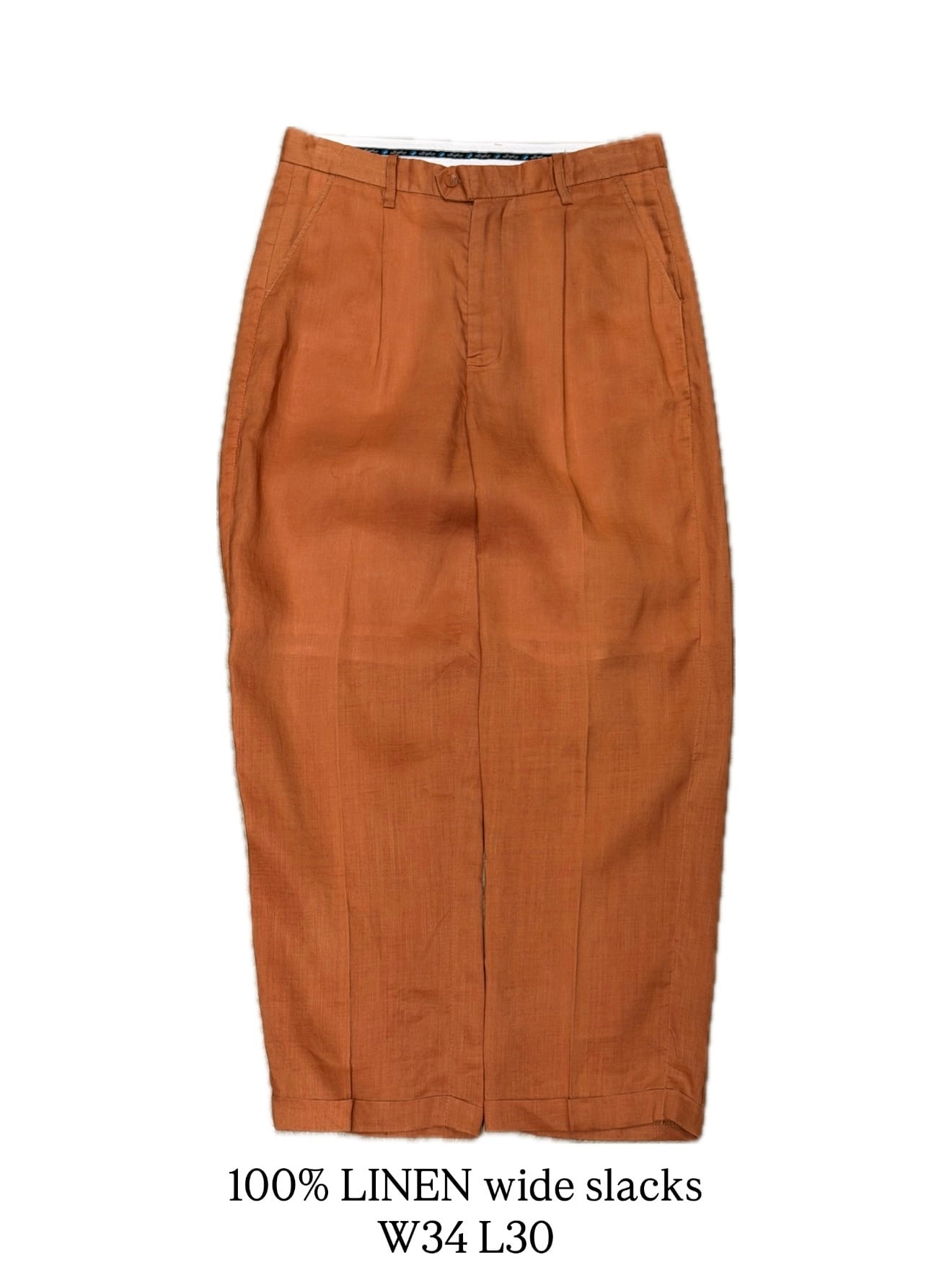 100% LINEN wide slacks 】 T. Harris London リネン パンツ
