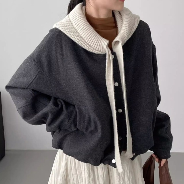knit hooded jacket　J00103