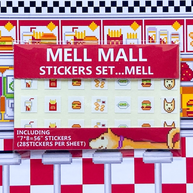 スケジュールシール メル会長 MELL THE DINER ダイナー ドリンク フライドポテト ハンバーガー 雑種犬 ドット絵