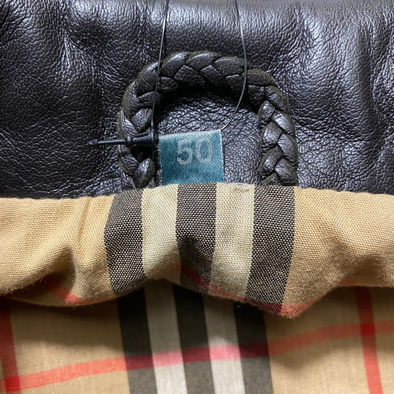 vintage BURBERRYS black leather duffle coat