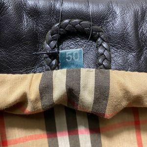 vintage BURBERRYS black leather duffle coat