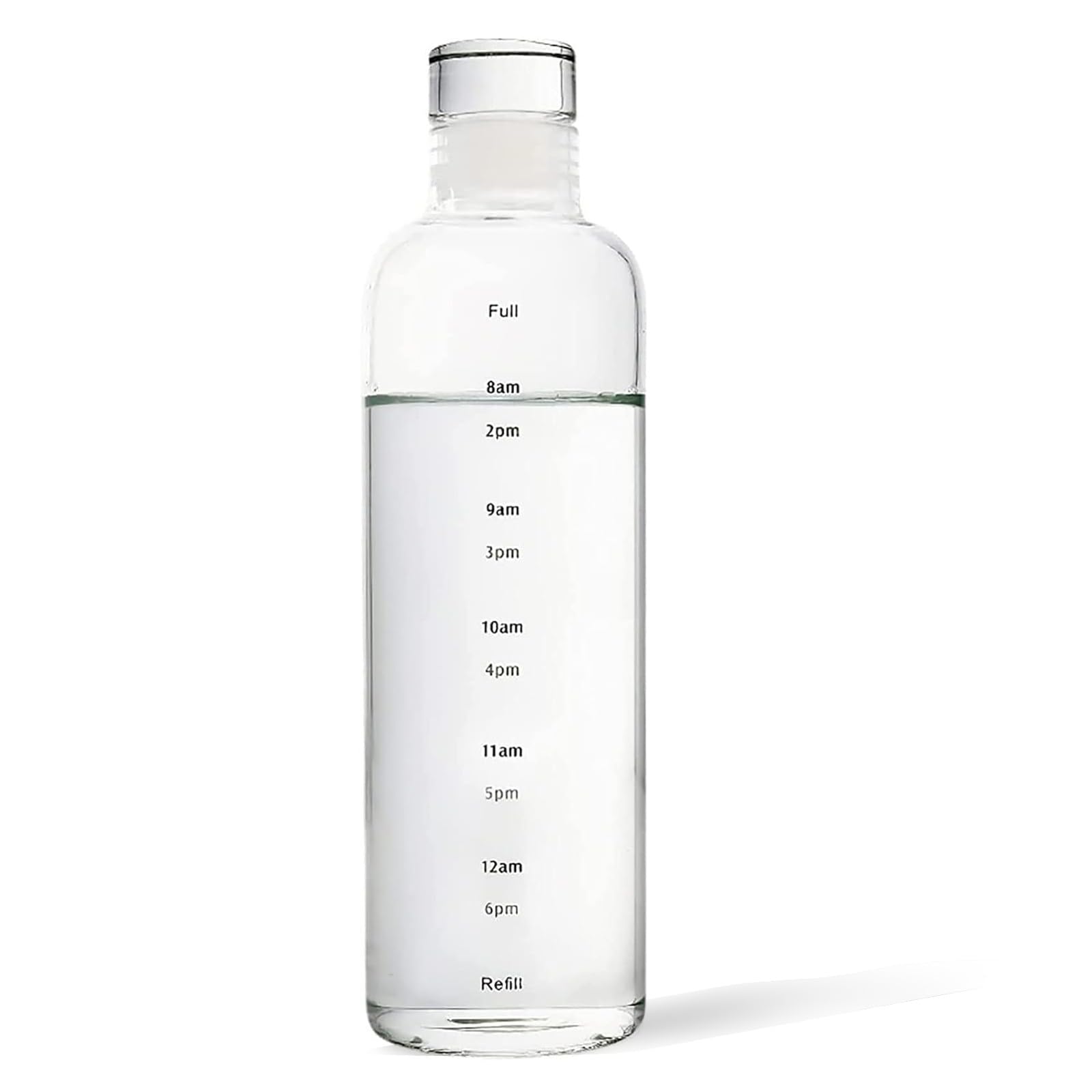 BPAフリー ガラス製 直飲みウォーターボトル 500ml タイムマーカー付き|大人用 子ども用 登山/キャンプ/ジム対応|防漏れ設計 軽量ポータブル