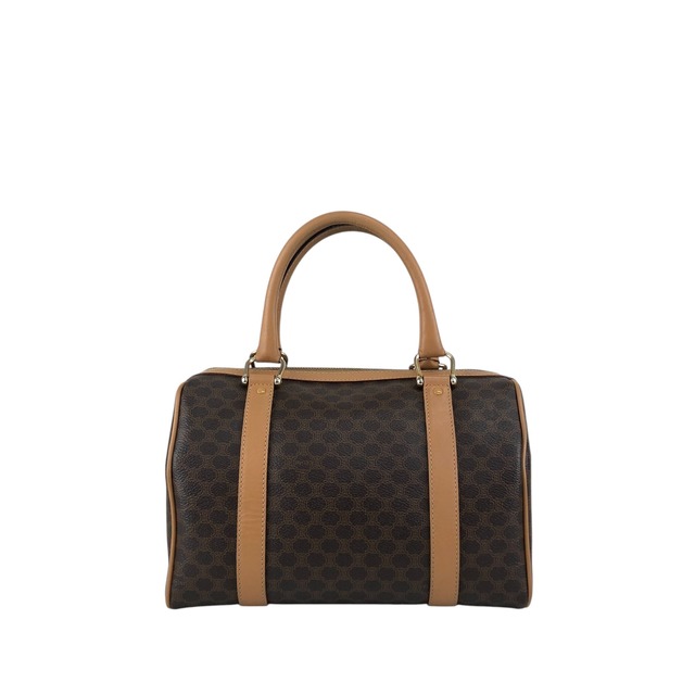 CELINE セリーヌ マカダム ハンドバッグ ブラウン PVC レザー ボストン  vintage ヴィンテージ オールド 2iu55c