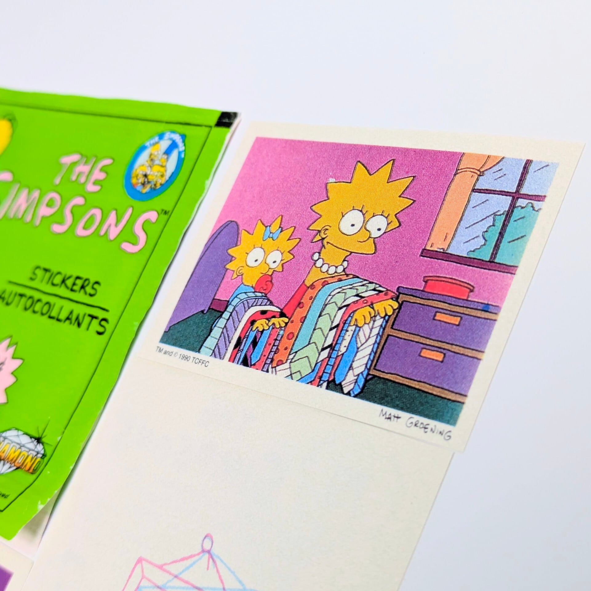 ☆送料無料！☆1990年製【 The Simpsons（ザ・シンプソンズ） 】VINTAGE ステッカー単品 （1パック=6STICKERS）〚アメリカン雑貨 アメトイ〛