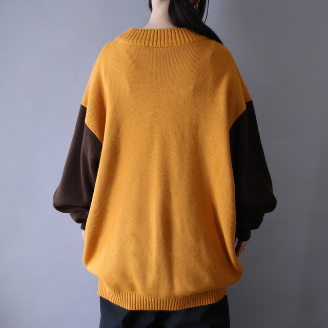 fake suede gizagiza switching design XXXL over silhouette knit sweater