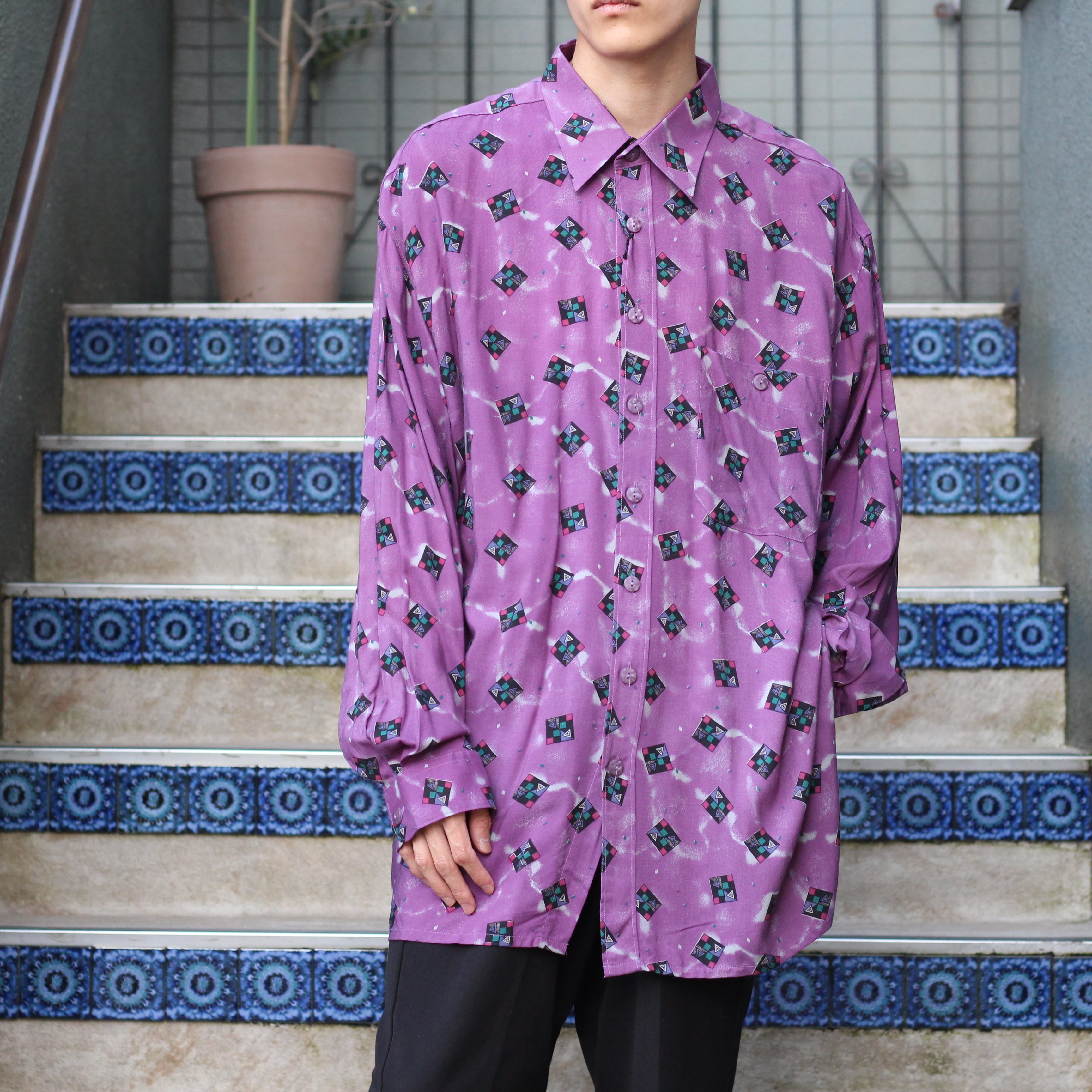 EU VINTAGE ALPENLAND PATTERNED ALL OVER DESIGN SHIRT/ヨーロッパ