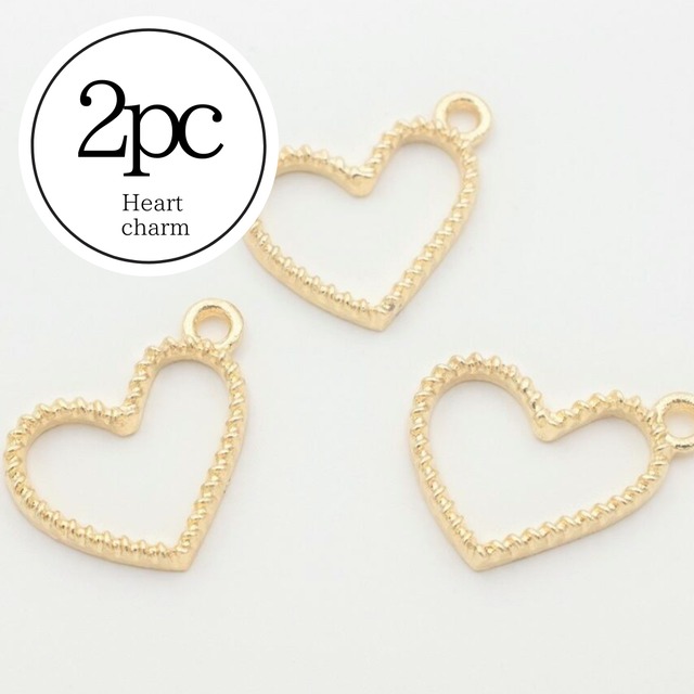 【A0000】アンティークパーツ 幾何学 ハート 2個