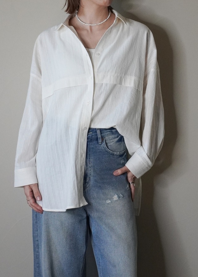 コットン　ワイドシャツ