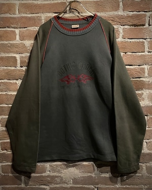 【Caka act3】Trival Print Design Aging Loose Sweat Shirt