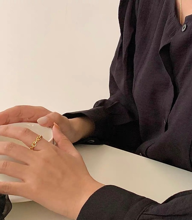 S925 Heart stroke ring　(R191-2)