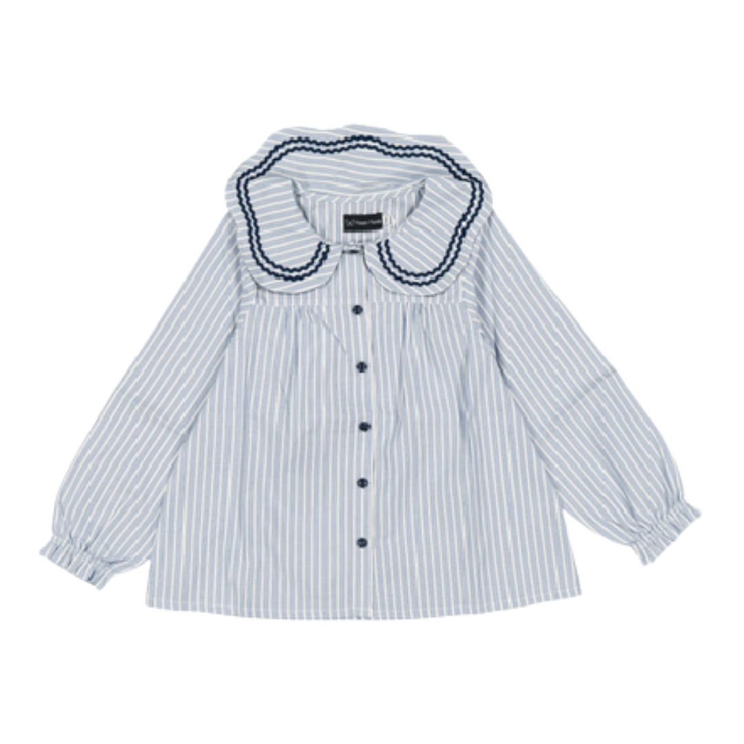 【予約・特典あり】Maison Marelle / Blouse PASSY - blue stripes / 12m~5Y